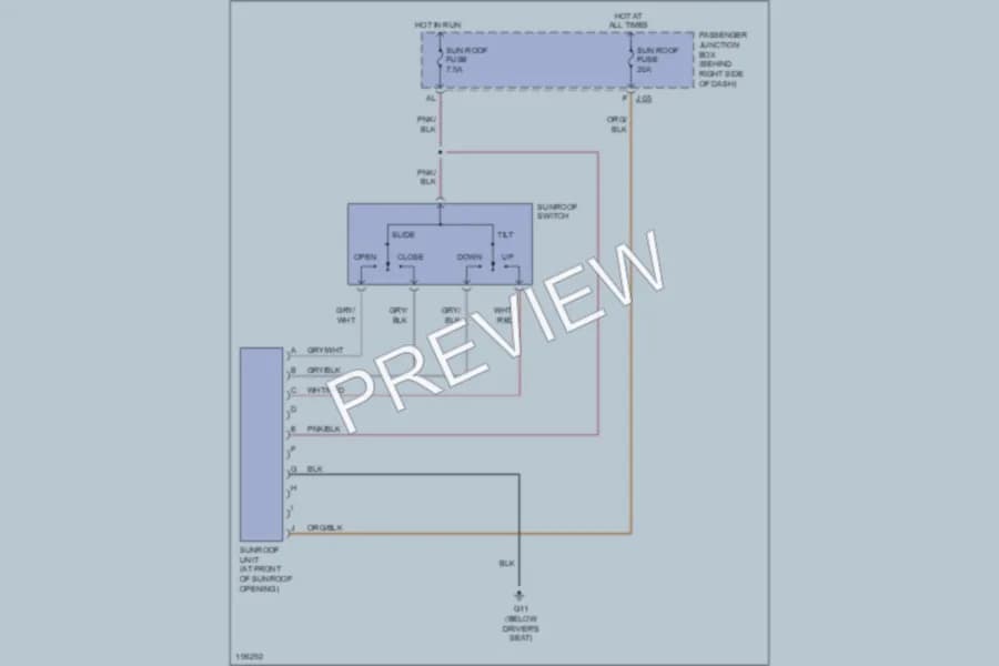 2004 Mazda 3 Power Top Sunroof wiring diagram preview
