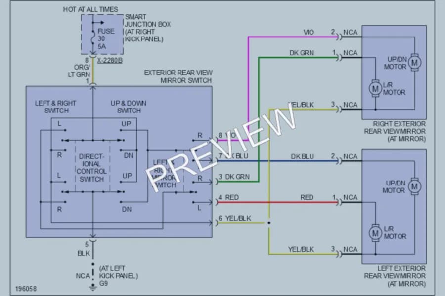 2004 Mazda B3000 Power Mirrors wiring diagram preview