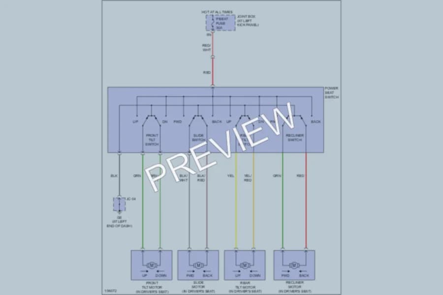 2004 Mazda MPV Power Seats wiring diagram preview