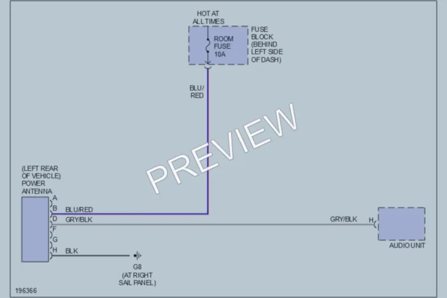 2004 Mazda Miata Power Antenna wiring diagram preview