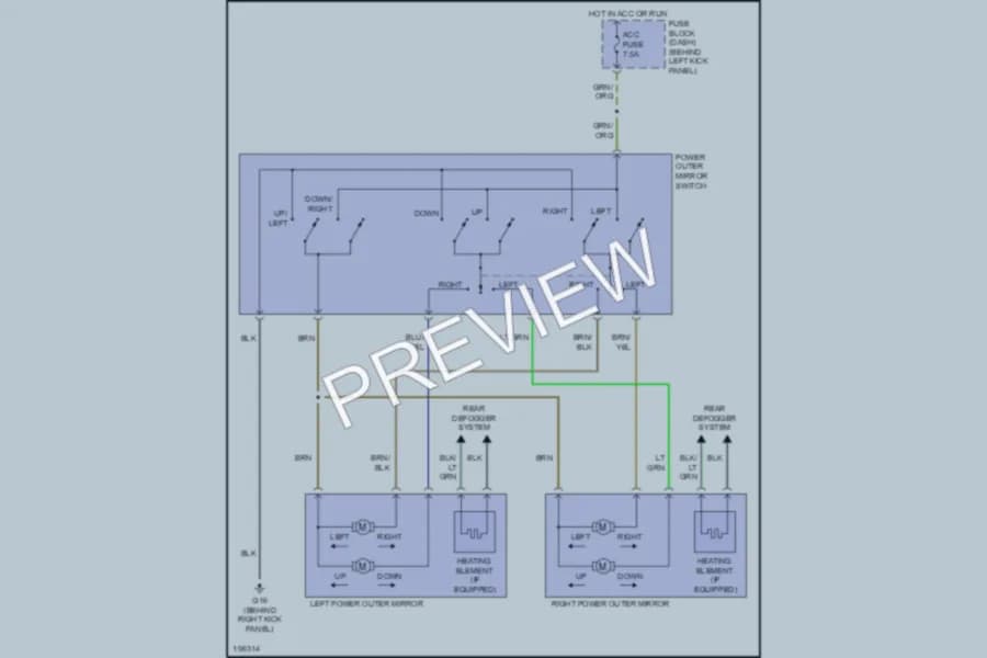 2004 Mazda RX8 Power Mirrors wiring diagram preview