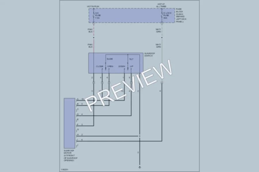 2004 Mazda RX8 Power Top Sunroof wiring diagram preview