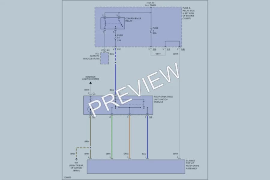 2004 MercedesBenz ML350 Power Top Sunroof wiring diagram preview