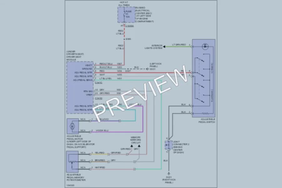 2004 Mercury Monterey Memory Systems wiring diagram preview