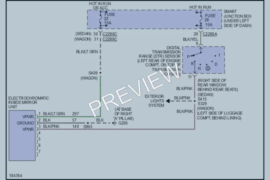 2004 Mercury Sable Power Mirrors wiring diagram preview