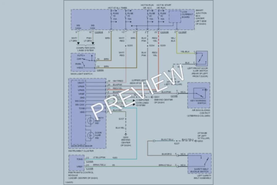 2004 Mercury Sable Warning Systems wiring diagram preview