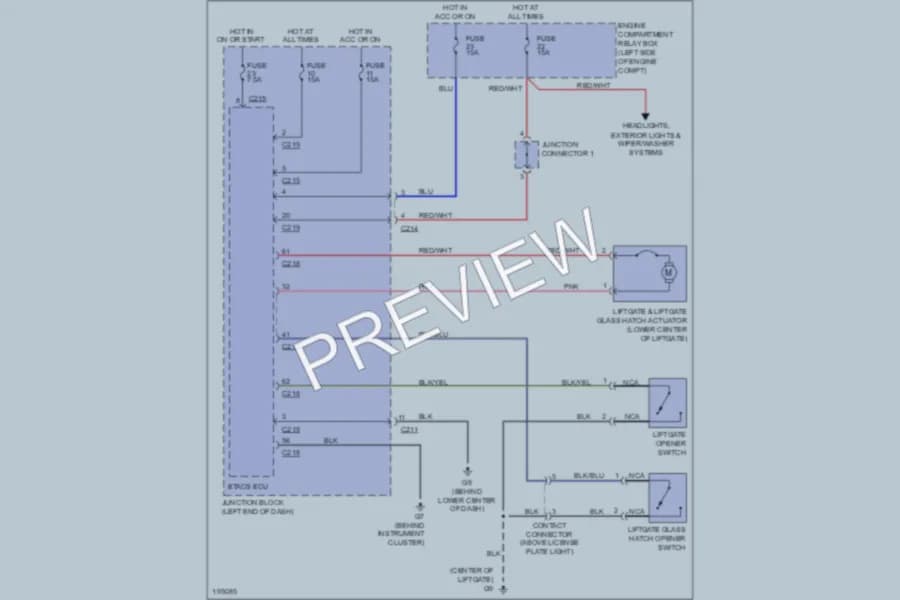 2004 Mitsubishi Endeavor Trunk Tailgate Fuel Door wiring diagram preview