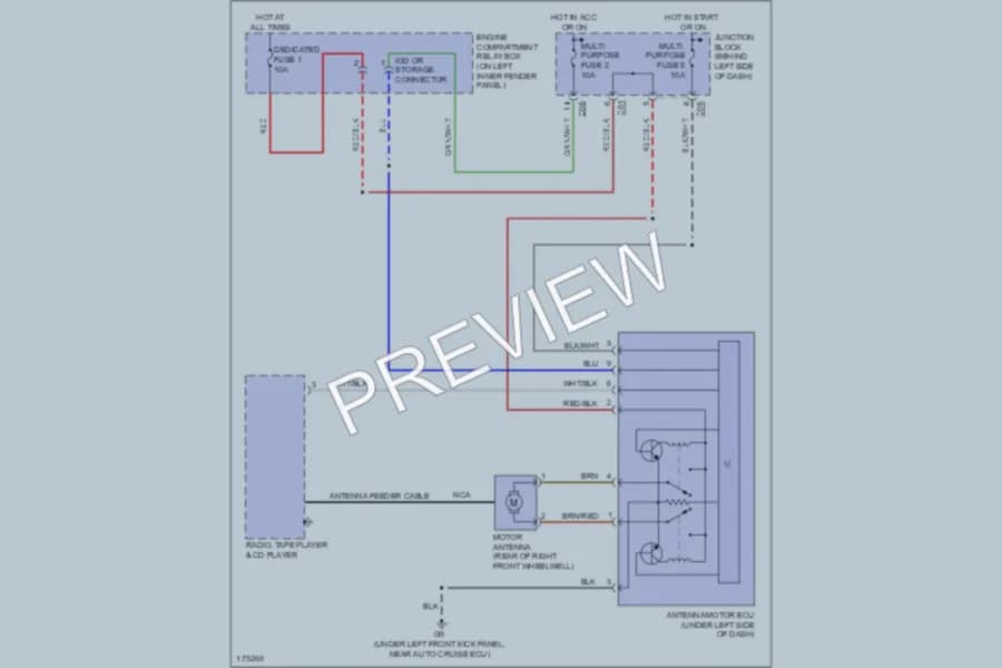 2004 Mitsubishi MonteroSport Power Antenna wiring diagram preview
