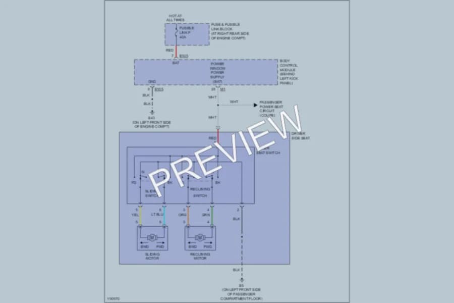 2004 Nissan 350Z Power Seats wiring diagram preview