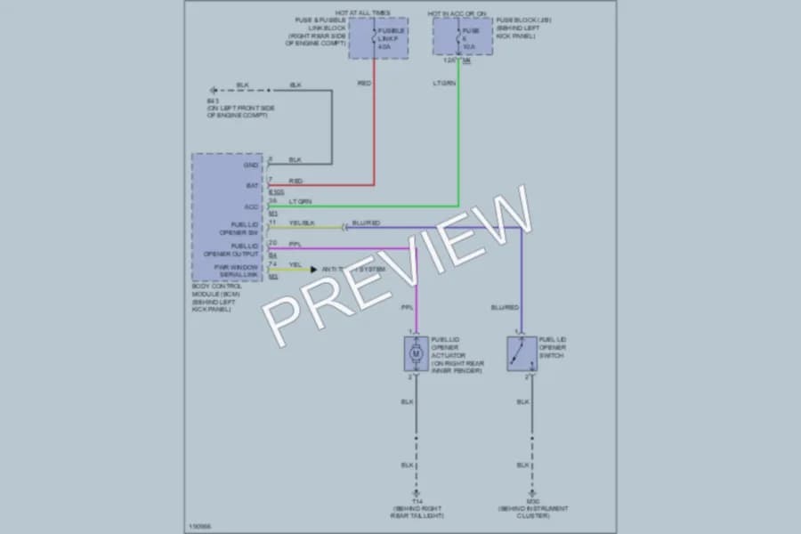 2004 Nissan 350Z Trunk Tailgate Fuel Door wiring diagram preview