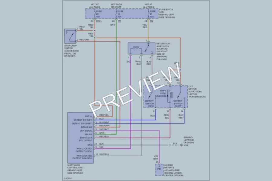 2004 Nissan Murano Shift Interlock wiring diagram preview