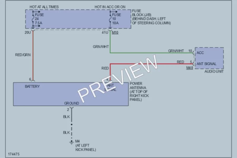 2004 Nissan Pathfinder Power Antenna wiring diagram preview