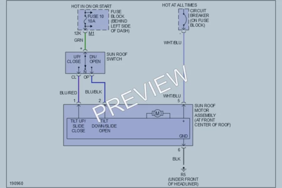 2004 Nissan Sentra Power Top Sunroof wiring diagram preview