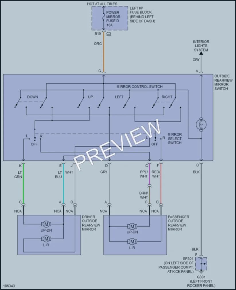 2004 Oldsmobile Alero Power Mirrors wiring diagram preview
