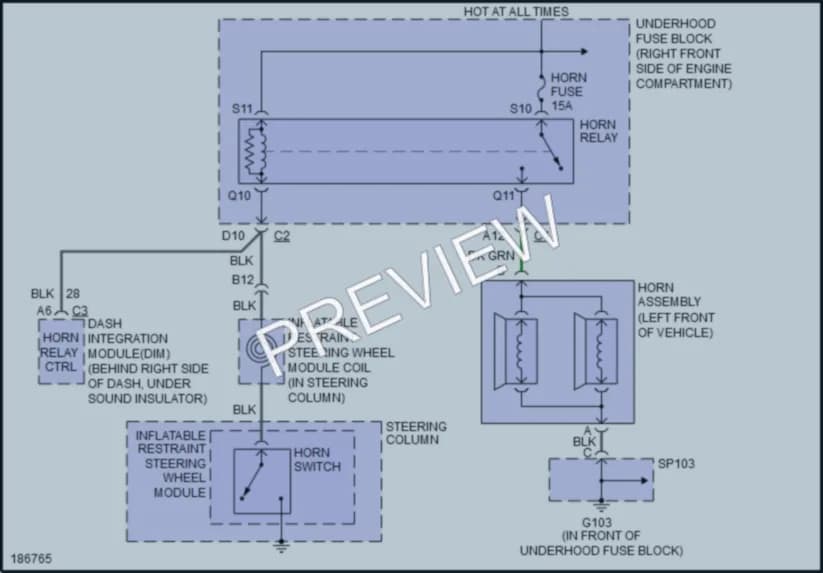 2004 Pontiac Bonneville Horn wiring diagram preview