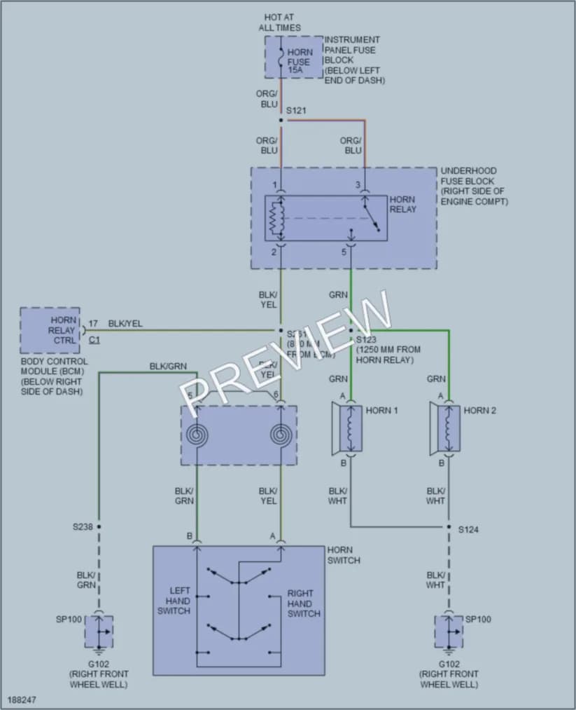 2004 Pontiac GTO Horn wiring diagram preview