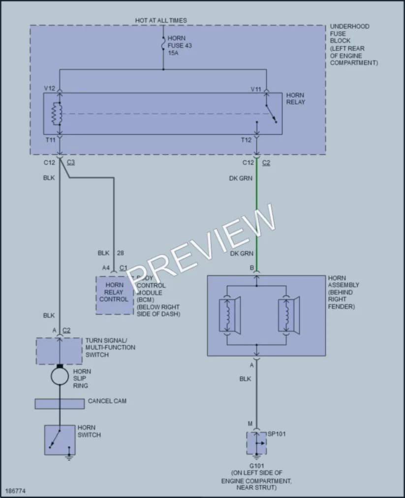 2004 Pontiac GrandAm Horn wiring diagram preview