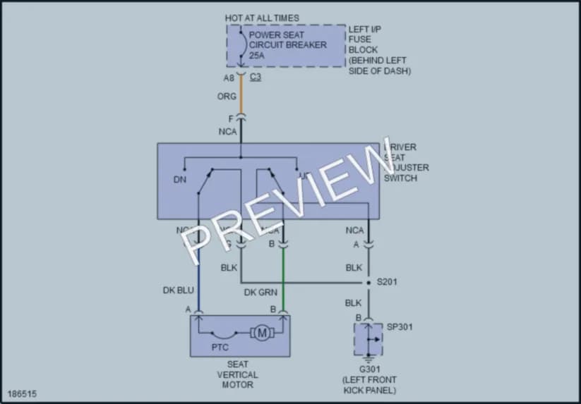 2004 Pontiac GrandAm Power Seats wiring diagram preview
