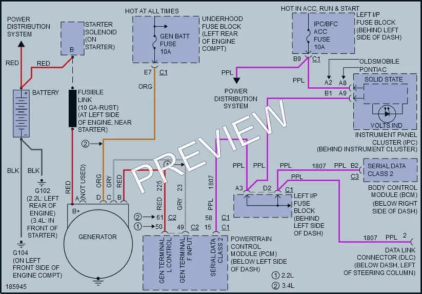 2004 Pontiac GrandAm Starting Charging wiring diagram preview