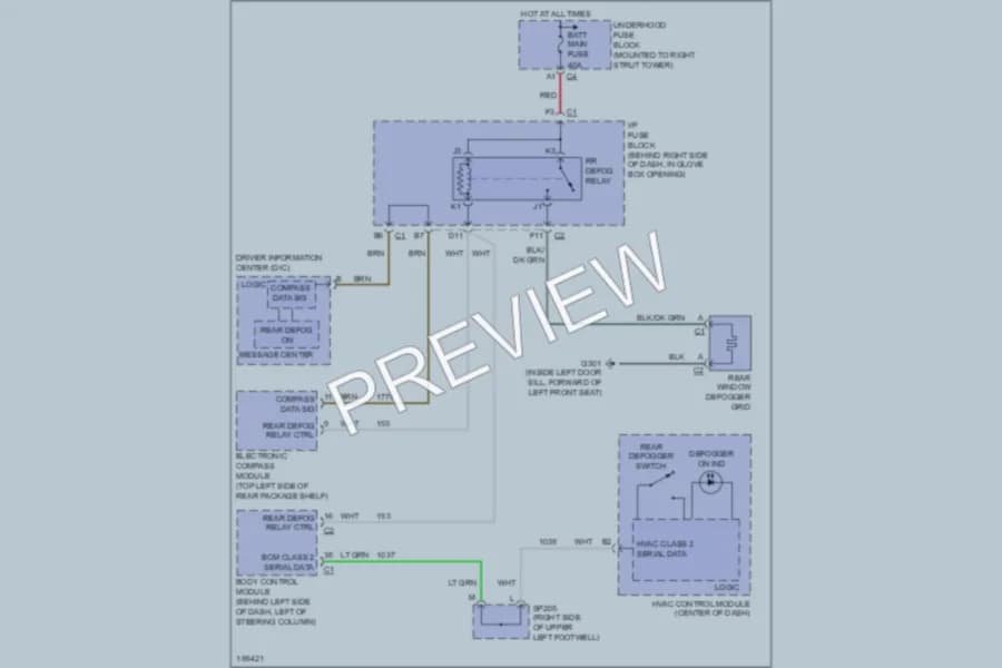 2004 Pontiac GrandPrix Defoggers wiring diagram preview
