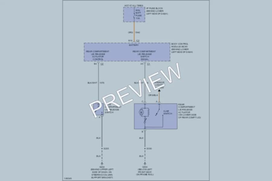 2004 Pontiac Sunfire Trunk Tailgate Fuel Door wiring diagram preview
