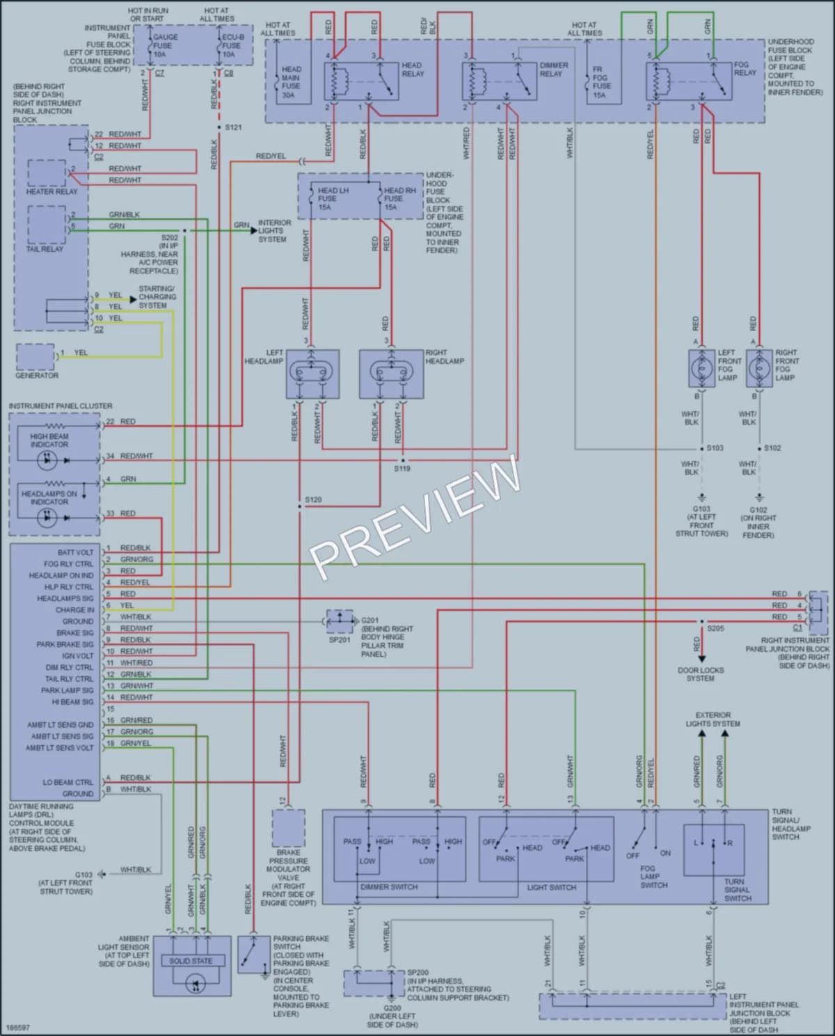 2004 Pontiac Vibe Headlights wiring diagram preview