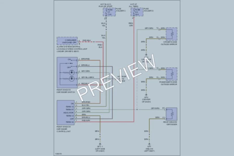2004 Porsche Boxster Defoggers wiring diagram preview
