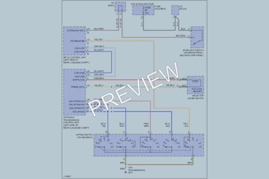 2004 Porsche Boxster Shift Interlock wiring diagram preview