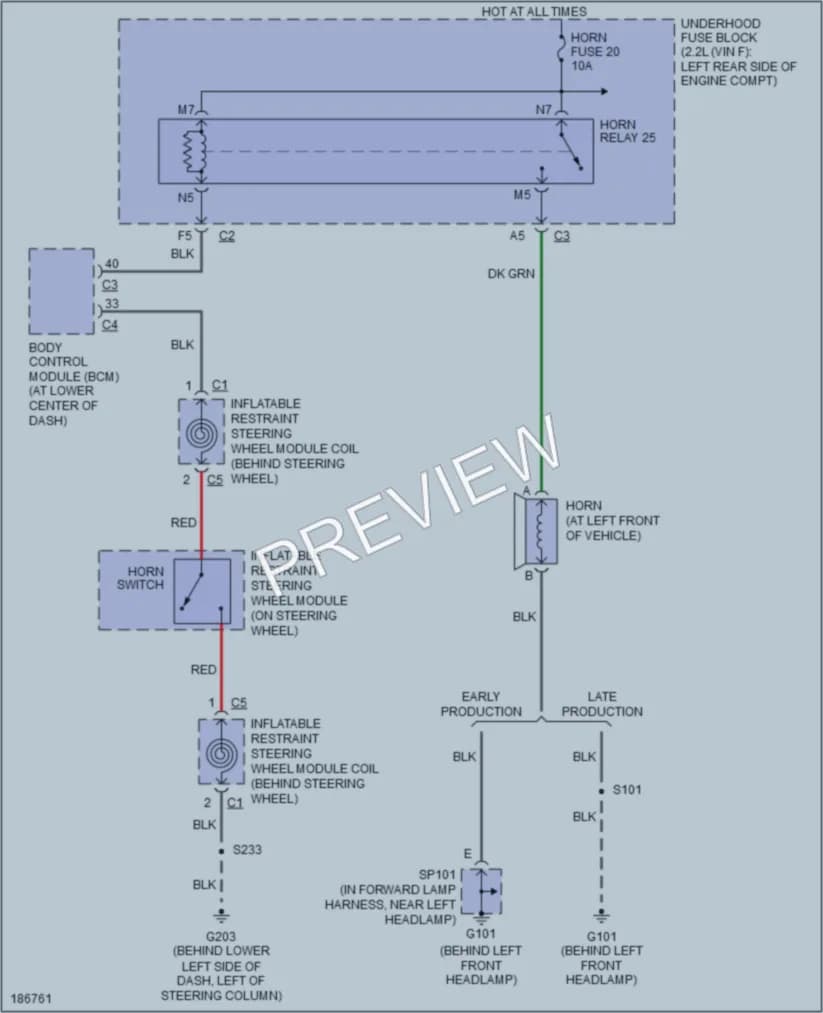 2004 Saturn ION2 Horn wiring diagram preview
