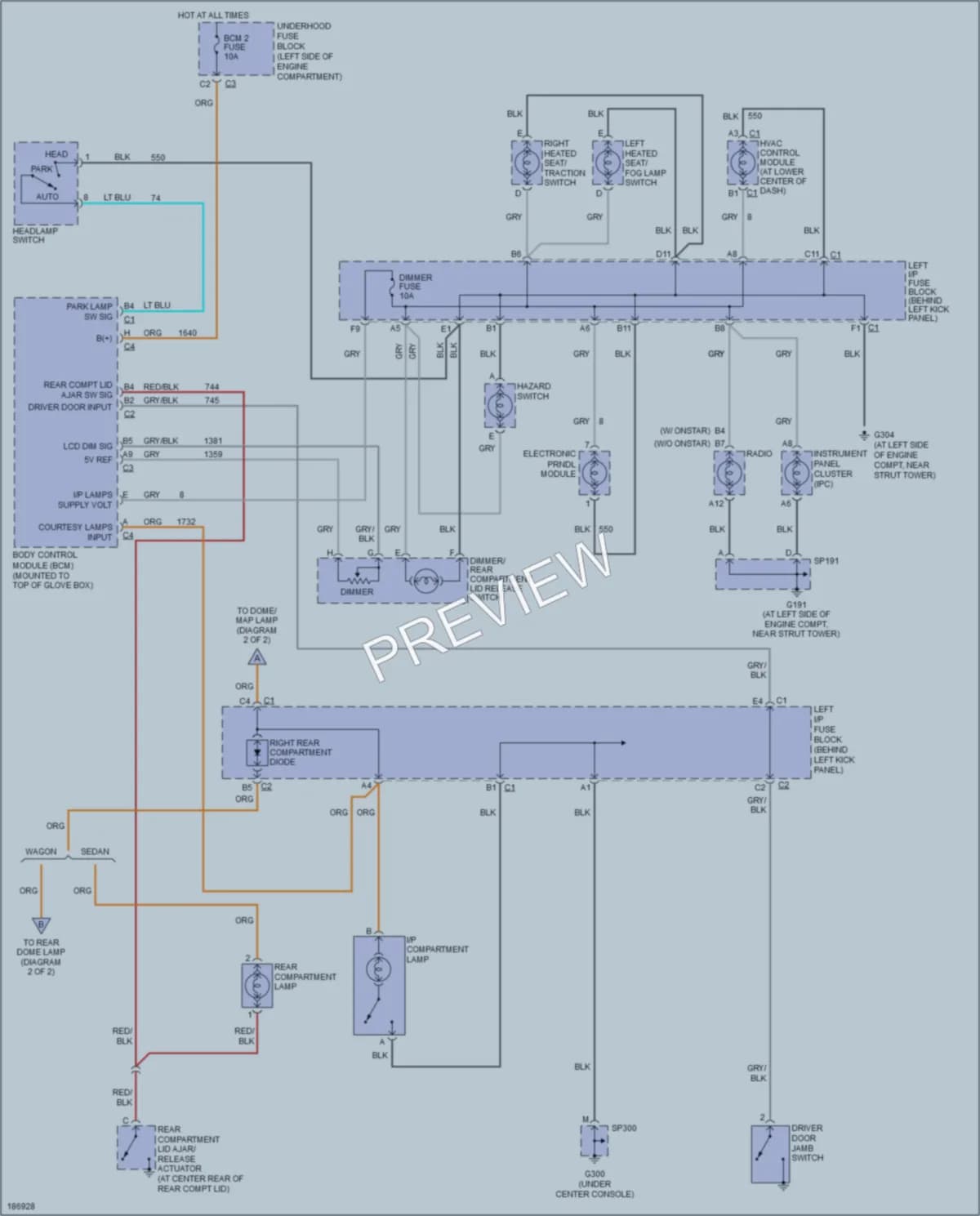2004 Saturn L3002 Interior Lights wiring diagram preview