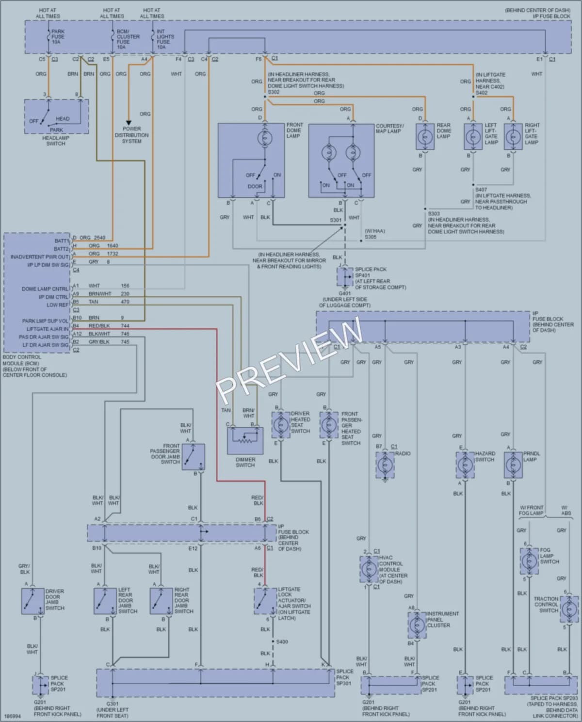 2004 Saturn VUE Interior Lights wiring diagram preview
