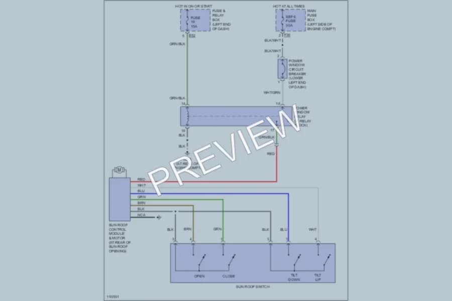 2004 Subaru Legacy Power Top Sunroof wiring diagram preview