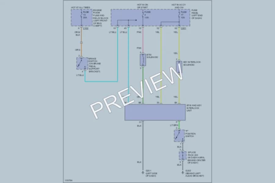 2004 Suzuki Forenza Shift Interlock wiring diagram preview