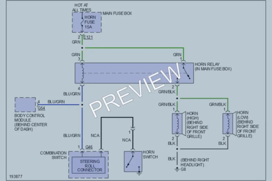 2004 Suzuki XL7 Horn wiring diagram preview