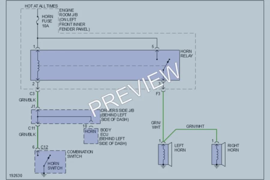 2004 Toyota Avalon Horn wiring diagram preview
