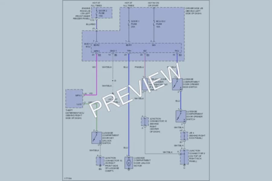 2004 Toyota Avalon Trunk Tailgate Fuel Door wiring diagram preview