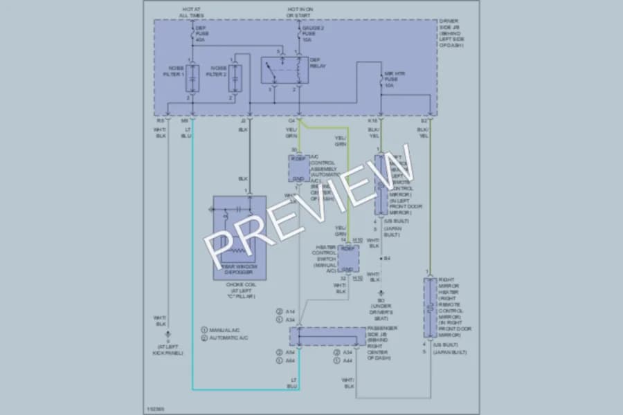 2004 Toyota Camry Defoggers wiring diagram preview