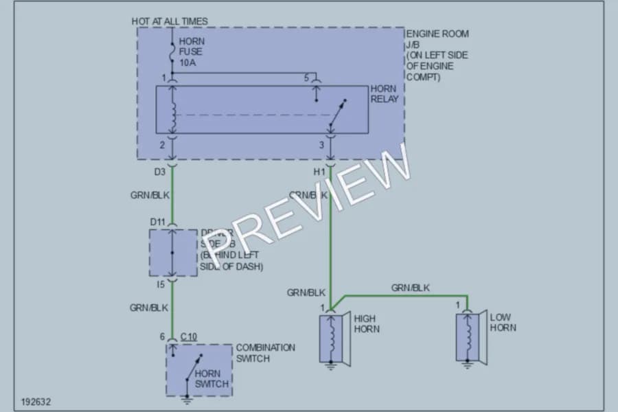 2004 Toyota Camry Horn wiring diagram preview
