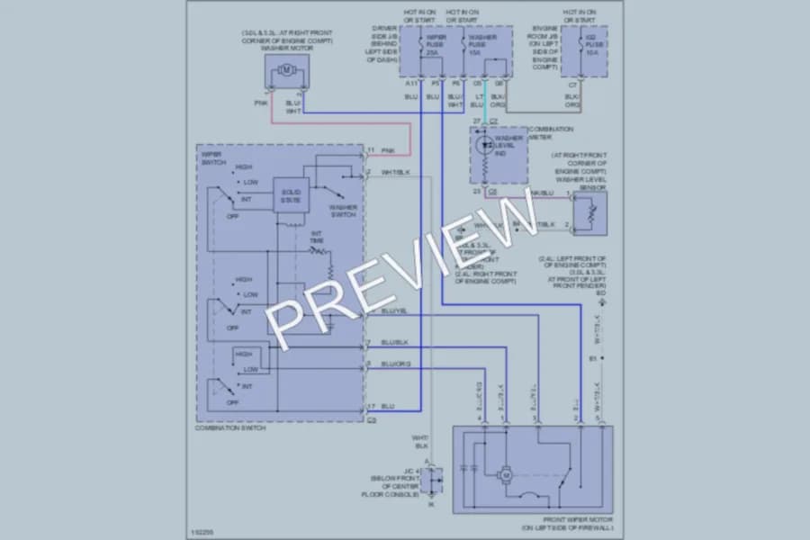 2004 Toyota Camry Wiper Washer wiring diagram preview