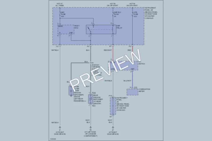 2004 Toyota Celica Defoggers wiring diagram preview