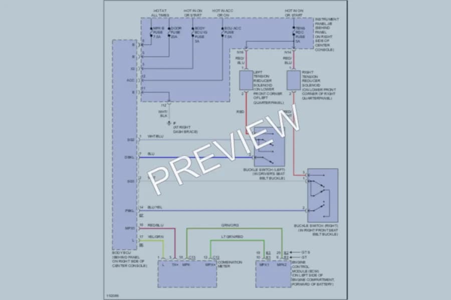 2004 Toyota Celica Passive Restraints wiring diagram preview