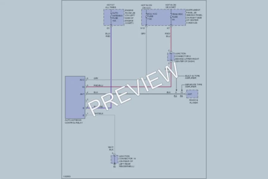 2004 Toyota Celica Power Antenna wiring diagram preview
