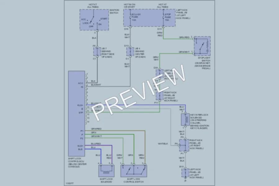 2004 Toyota LandCruiser Shift Interlock wiring diagram preview