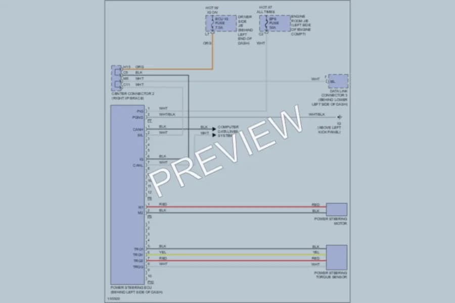 2004 Toyota Prius Electronic Power Steering wiring diagram preview