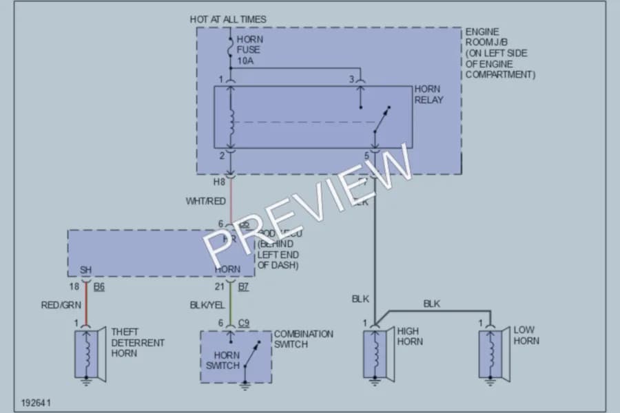 2004 Toyota Sequoia Horn wiring diagram preview