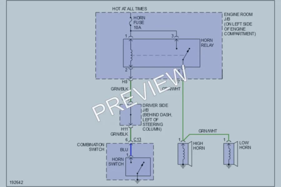2004 Toyota Sienna Horn wiring diagram preview