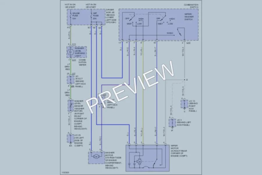 2004 Toyota Tundra Wiper Washer wiring diagram preview