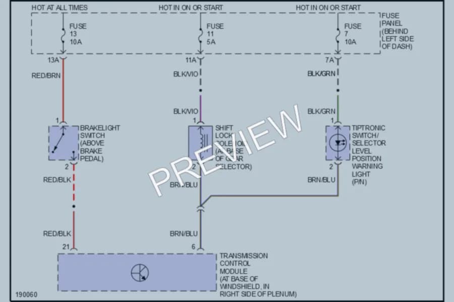 2004 Volkswagen Jetta Shift Interlock wiring diagram preview