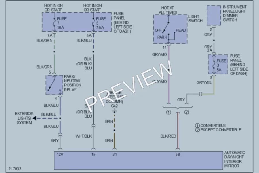 2004 Volkswagen NewBeetle Power Mirrors wiring diagram preview