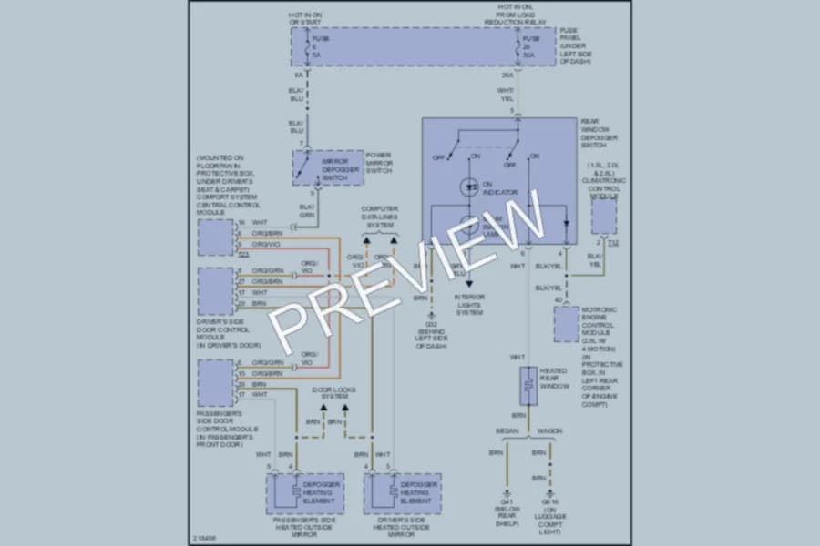 2004 Volkswagen Passat Defoggers wiring diagram preview